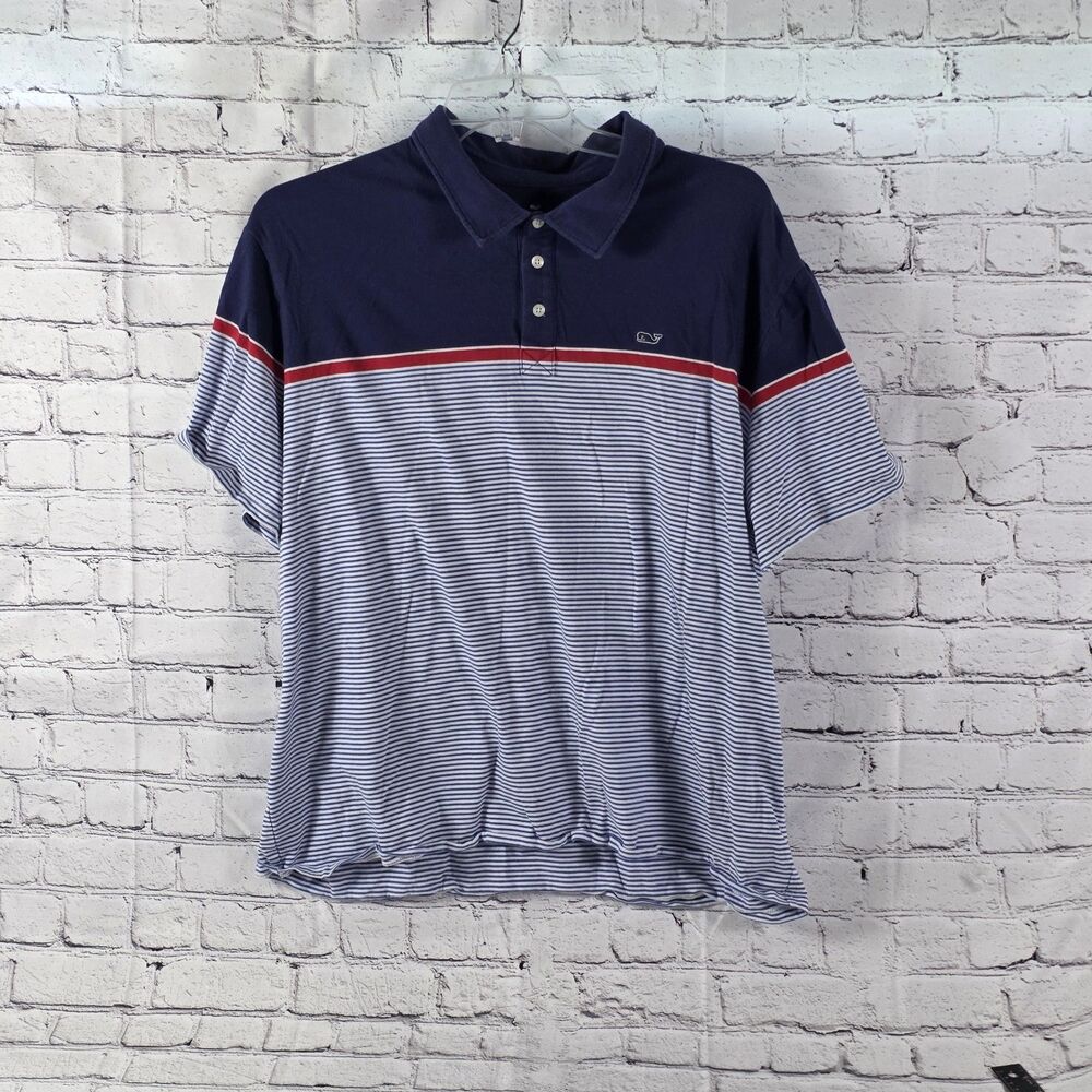 Vineyard Vines Men's XXL Striped Colorblock Performance SS Polo Shirt